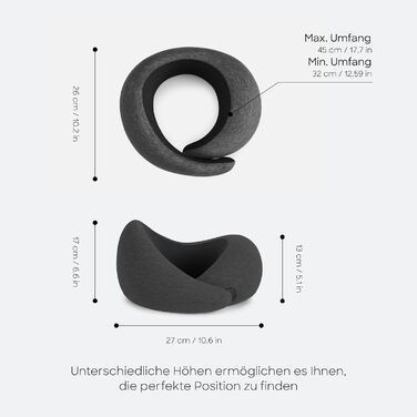 Подушка для шиї Ostrichpillow Go з Memory Foam, ергономічний дизайн 360°, темно-синій