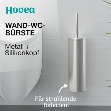 Набір щіток для унітазу Hovea 2 шт. на стіну, чорний колір - силікон та метал, без свердління, кріплення на стікер або шуруп, власник для щітки WC3620 (метал)
