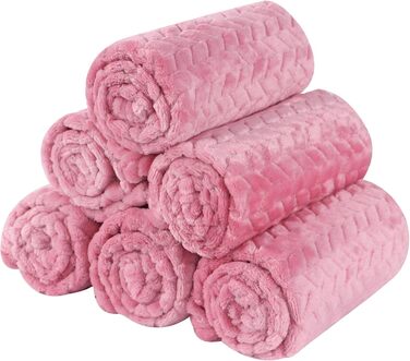 6 шт. м'які ковдри для собак та котів BVAGSS, 60x40 см, фліс, фланель, рожевий колір