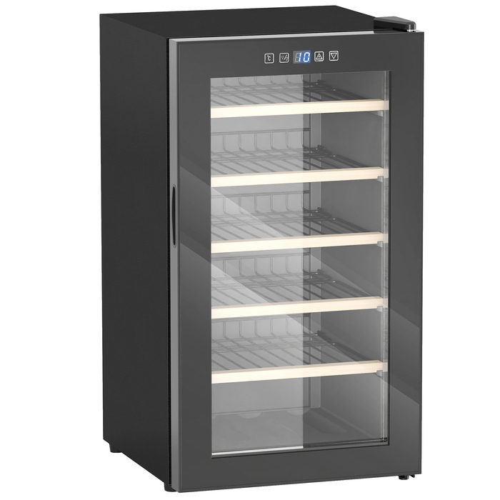 HOMCOM Wine Refrigerator 41 Bottles 91L 5-20℃ Compressor Beverage Refrigerator with Glass Door, LED Light, Bottle Cooler with Touch Screen, Small Wine Cabinet Black | Aosom
