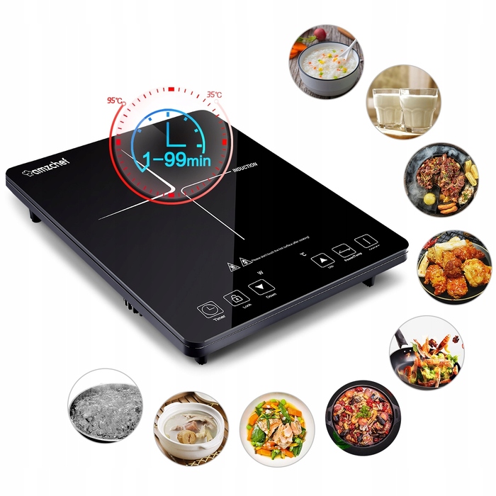 Портативна індукційна плита Amzchef SK-20CB16T 2000Вт, чорна