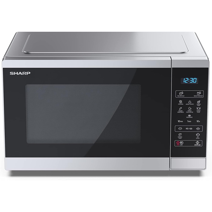 Мікрохвильова піч SHARP YC-MS252AE-B: 25 літрів, 900W, цифровий дисплей, срібна