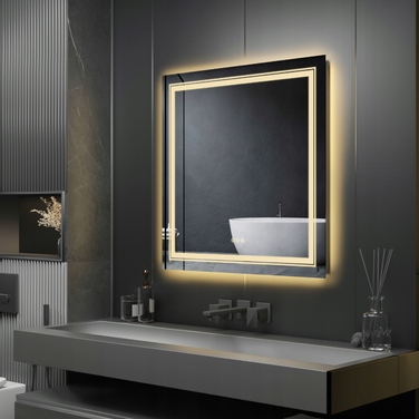 LED-дзеркало у ванну з сенсорним перемикачем, 90x90 см