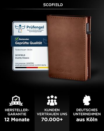 Шкіряний чоловічий гаманець SF SCOFIELD Duality Magflip Slim з RFID захистом та монетницею, коричневий (Vintage Brown - Caramel Brown)