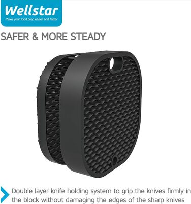 Універсальний пластиковий блок для ножів WELLSTAR, без ножів, на 16-18 штук, знімний для легкої чистки, компактний тримач