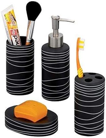 Набір аксесуарів Zeller 18252, 4 шт., кераміка, чорний, 42 x 21 x 41 см