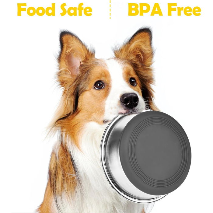 Набори мисок для собак з нержавіючої сталі (4 шт.) з антиковзким дном, для корму та води, підходять для собак маленьких, середніх та великих порід. Миски для собак з нержавіючої сталі, об'єм 900 мл.