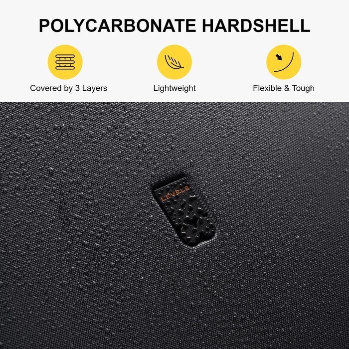 Чемодан-валіза LEVEL8, валіза на колесах, валіза для подорожей, жорсткий корпус, 4 колеса, ручна поклажа, TSA, 100% полікарбонат, мікро-діамантова текстура, великий (66см, 65л, чорний), темно-сірий, S (54x23.5x37см, 40л) з 6 шт.