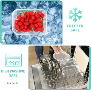 Набір контейнерів для зберігання продуктів Skroam: 10 штук, скло, BPA-free, для мікрохвильової печі та морозильника