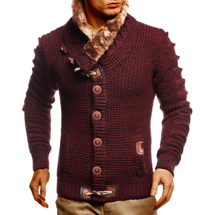 Чоловічий кардиган Leif Nelon з ґудзиками, Regular Fit, довгі рукави, для повсякденного та ділового стилю, сірий/чорний (S, Бордовий/Чорний)