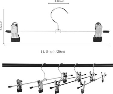 30 см металеві вішалки для штанів, 20 шт. з антиковзними затискачами для штанів, спідниць, шкарпеток, білизни