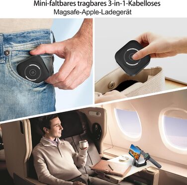 3-в-1 індукційна зарядна станція для Apple: iPhone, Apple Watch, AirPods (з адаптером), чорний