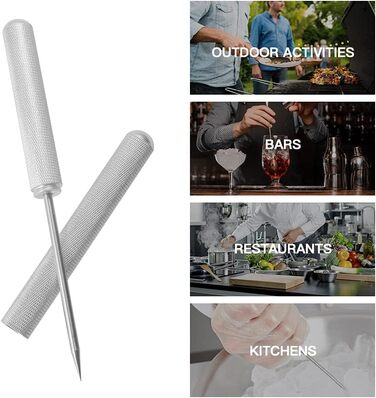 22.9 cm ice pick, aluminum alloy, handle with safety cover for kitchens, bars, bartenders, picnics, camping, and restaurants (Silver)