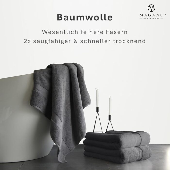 MAGANO® Luxury Towel Set White | 2X Bath Towel 70x140 cm | Bamboo & Cotton | 600g/m² Premium Quality | Large Bath Towels | Towel 2-Piece Set (White)