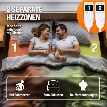 Електрична ковдра Monzana® з таймером, 160x140 см, Coral Fleece, 2x60W, захист від перегріву, пральна, бежева