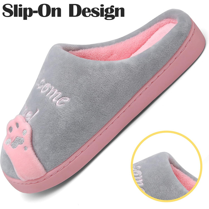 Тапочки зимові Mishansha для жінок та чоловіків, теплі, з плюшу, з піною Memory Foam, розмір 36-47, колір: жовтий (39/40 EU, сірий)