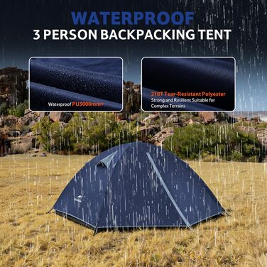 Намет Naturehike Bleik Ultralight 2-3 особи, водонепроникний (3000 мм), блакитний 240x290x125 см для кемпінгу, туризму та трекінгу