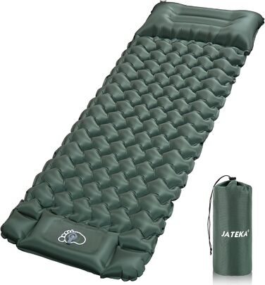 JATEKA Self-Inflating Sleeping Pad - Ultralight Camping Mat with Pillow & Foot Pump - Compact Sleeping Pad for Backpacking, Hiking, Travel & Tent Use