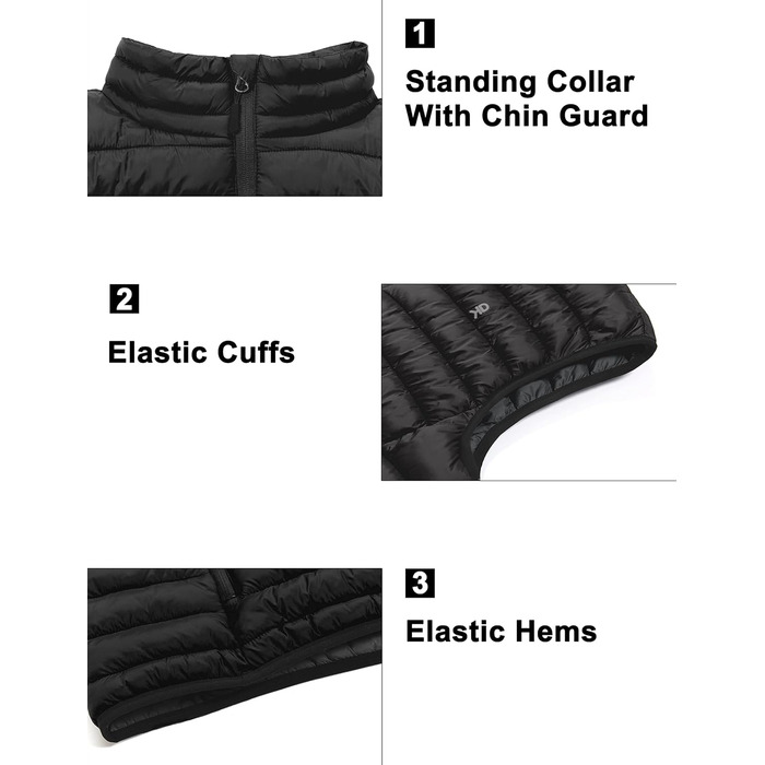 Жіночий теплий пуховий жилет itte Donkey Andy для туризму, подорожей та повсякденного носіння (Verdünner Schwarz, XS)