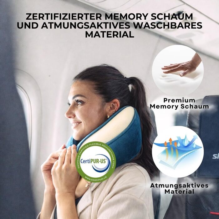 Подушка для шиї CLOUDS для подорожей: авто, літак. Memory Foam, регульована, 2 розміри (S/M), дихаючий чохол, рожевий.