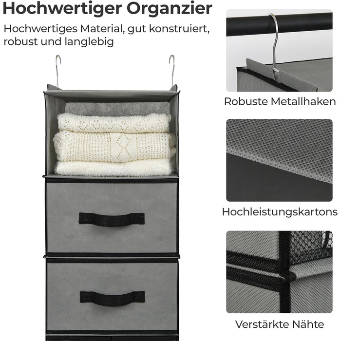 Органайзер для шафи GRANNY SAYS, сірий, з висувними ящиками, настінний, 1 шт.