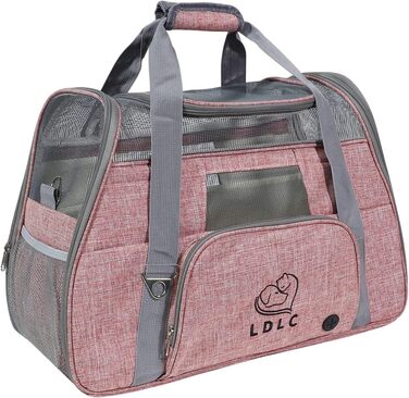 Трансформер-переноска для котів та собак з підкладкою з флісу та сіткою, велика місткість, з плечовим ременем (рожевий)