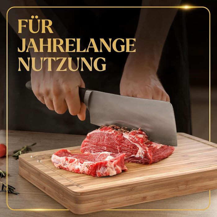 Дерев'яний обробний стіл Deer & Oak з бамбуком, 40 x 30 x 3,8 см - для м'яса, овочів та хліба