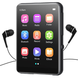 MP3 плеєр 64GB Bluetooth 5.3 HiFi з металевим корпусом, радіо FM, диктофон, сенсорний екран 2.4