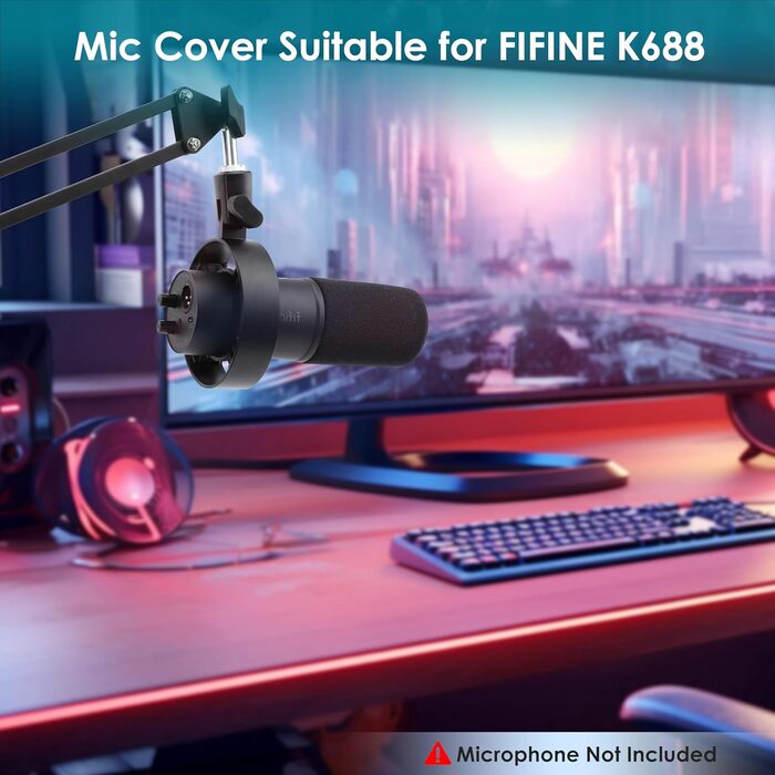FIFINE K688 Тримач для мікрофона на підставці – кріплення для мікрофона з гнучким регулюванням, сумісний з FIFINE Recording XLR/USB мікрофонами, з кабелеутримувачами, для запису звуку, настільний, YOUSHARES