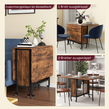 Складаний стіл HOMCOM, 130 x 80 x 74 см, кухонний складний стіл, коричневий