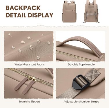 Рюкзак для ноутбука 16 дюймів, водонепроникний, для чоловіків та жінок, для школи, подорожей та велосипеду (Коричневий)