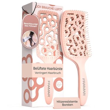 FRAMAR Щітка для волосся без заплутування - щітка для волосся, фен-щітка, щітка для сушіння, дамська щітка, щітка для мокрого волосся, щітка для довгатого волосся, щітка для сушіння, щітка з вентиляцією (Champagne)