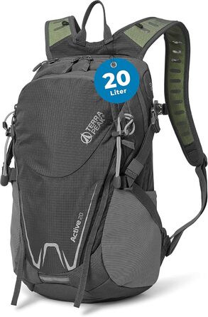 Туристичний рюкзак 20 л Active 20 Premium, з вентильованою спинкою, дощовиком і кріпленням для питної системи, 3D Air Mesh, сірої, для походів та міста