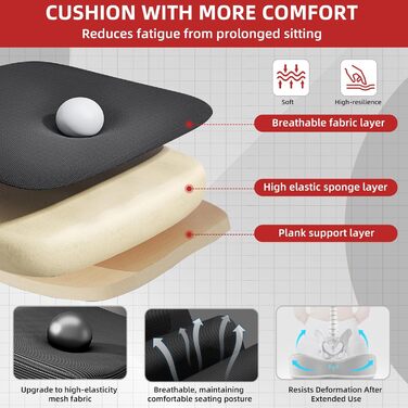 Ергономічне крісло для офісу з регульованою поперековою підтримкою, відкидні підлокітники 90°, дихаюча сітчаста оббивка, регульована висота та функція пересування для дому та офісу, чорне