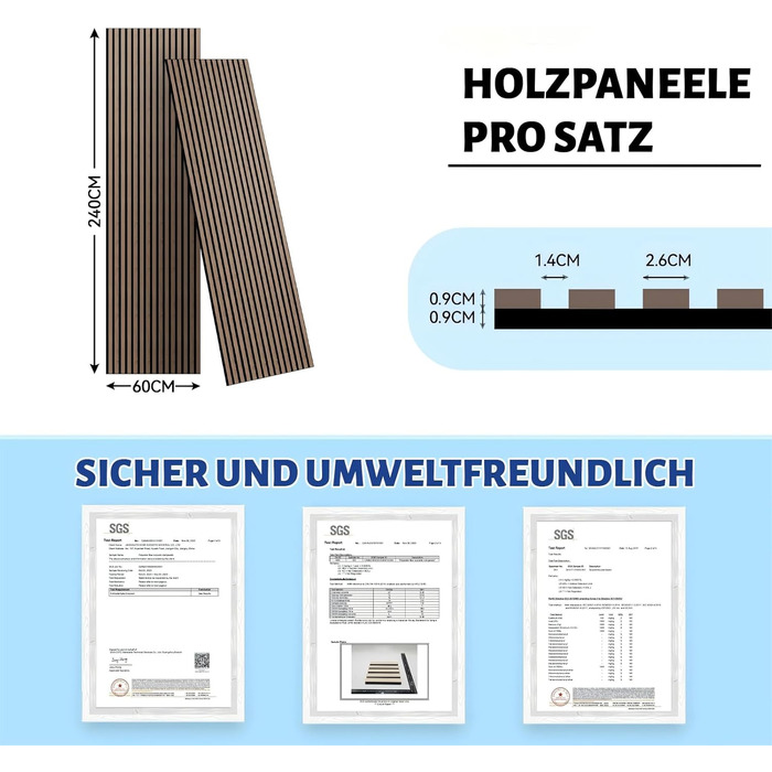 Акустичні настінні панелі AKK-STAR з дерева (дуб), 1200 x 600 x 18 мм, набір 2 шт (1,44 м²) — 3D панелі для звукоізоляції та декору вітальні та офісу, колір Класичний дуб
