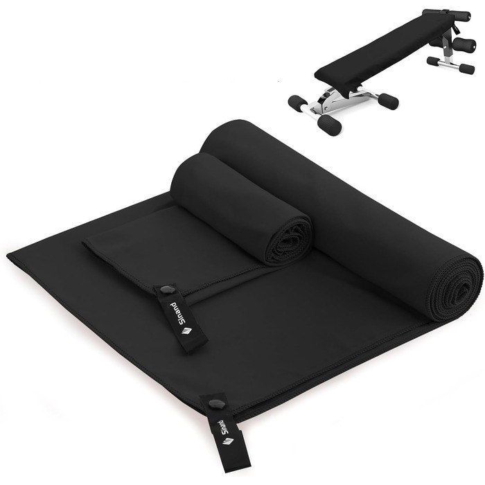 Набір рушників з мікрофібри 2 шт. | 180x60 см великий рушник для душу + 80x40 см маленький рушник для обличчя | Швидковисихаючі рушники з мікрофібри, спортивний рушник для фітнесу, пляжу, спортзалу (Чорний)