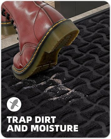 Килимок для дому та вулиці, чорний, 44x76 см - антиковзаюче покриття для входу, порогу, тераси