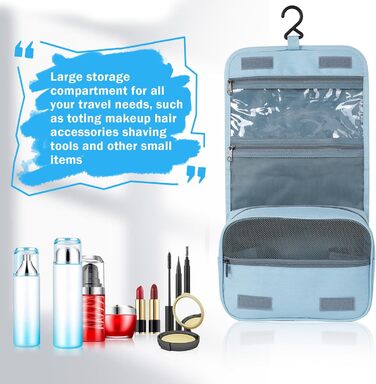 Kulturbeutel AiQInu: Розкладна косметичка-органайзер для подорожей з гачком, унісекс, блакитна