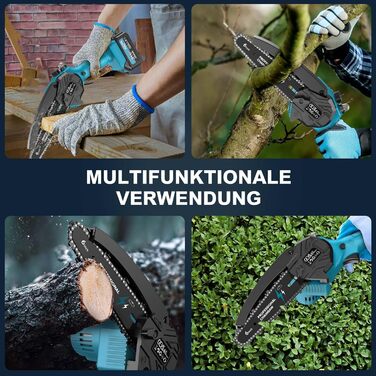 Акумуляторна міні-пила PowerCut X7 6 дюймів з автоматичним змащенням, 8000mAh, 2 акумулятори