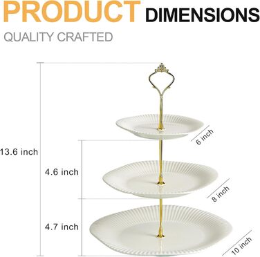 Керамічний триярусний стійка для тістечок та десертів Swuut, зелена, з підставкою для чашки