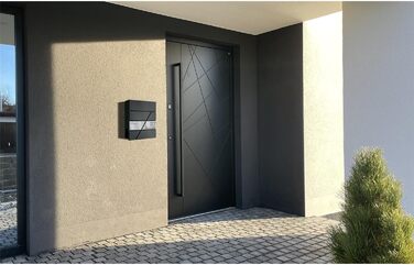 Поштова скринька Metzler персоналізована з гравіюванням, нержавіюча сталь, відділення для газет, замок, вологостійка, антрацит RAL 7016, настінний монтаж 37x37x10.5 см