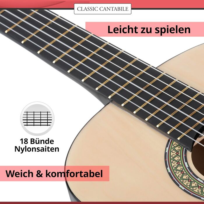 Класична гітара Cantabile AS-851-L 3/4 для лівшів – Початковий набір (сумка, CD, DVD, медиатор, струни, тюнер)