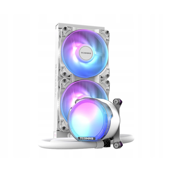 Рідинне охолодження AIO TCOMAS LE100 240 ARGB (2x120мм, до 2500RPM), Біле