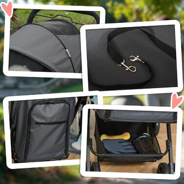 Візок для тварин PawHut - зручний прогулянковий візок для собак та котів, сірий, 76,5 x 52 x 95 см