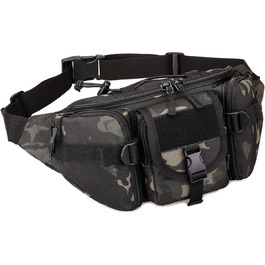 Тактична чоловіча поясна сумка Molle, водонепроникна, унісекс, чорно-камуфляжна