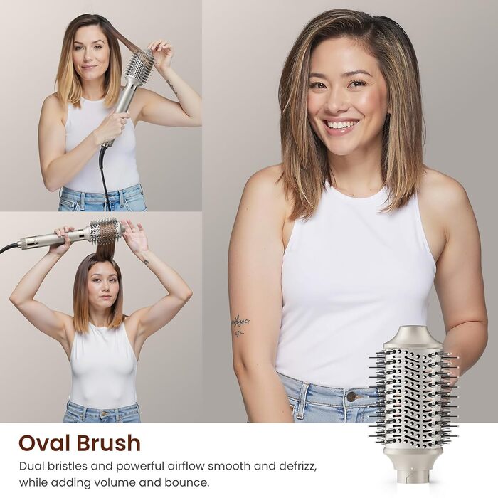 5-в-1 Airstyler: Іонний фен, локони, об'єм та випрямлення без шкоди для волосся | Легкий, для дому, Champagner Gold