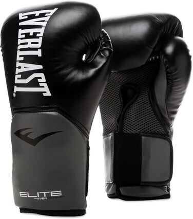 Боксерські рукавички Everlast Elite 2, 8oz, чорно-сірі – для спарингу, роботи з манекеном та рукавичками, оригінальні Everlast