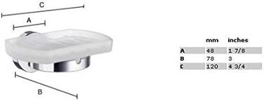 Тримач для рушників Smedbo з мильницею зі скла, полірована хром, HK342 Home, сріблястий, 5,2 x 10 x 17 см