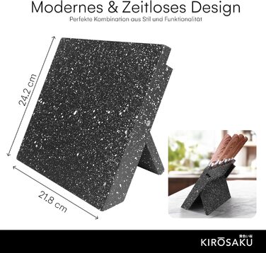 Магнітний тримач для ножів Kirosaku з МДФ дерева, чорний, 24x3x21,5 см, стильний, з гумовою підкладкою, легке очищення, потужний магніт для кухні