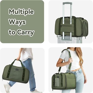 Транспортна переноска для кота та собаки Petsfit - міцна, дихаюча, з ковдрою та ручкою-телескопом, оливковий (49x23x28 см)